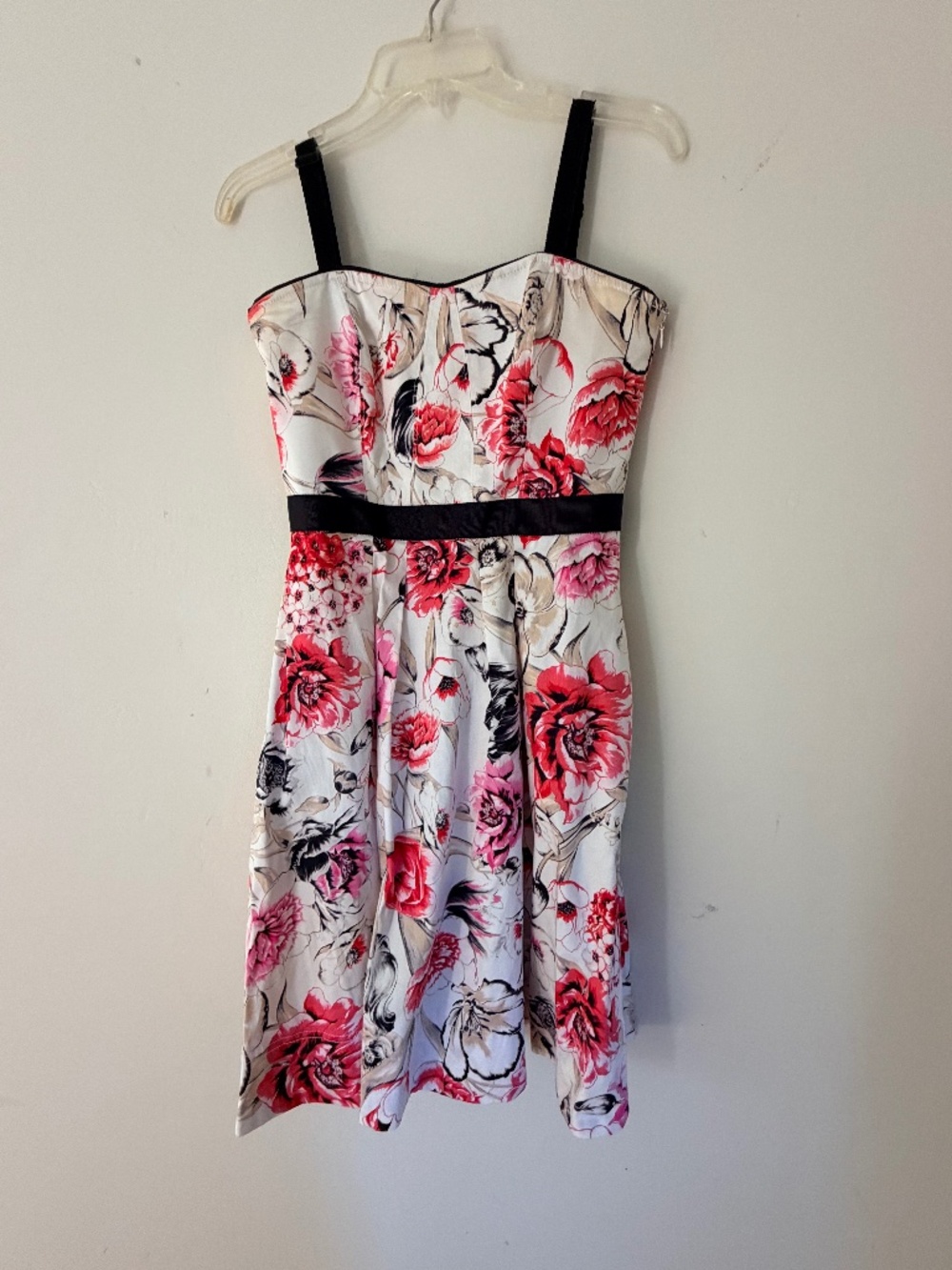 White House Black Market Size 4 Floral Fit & Flare Dress Pink Black